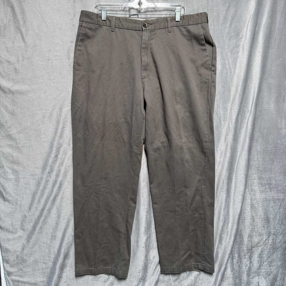 Lee No Iron Pants Mens 38x30 Brown Khaki Chino Flat Front Straight Leg Casual